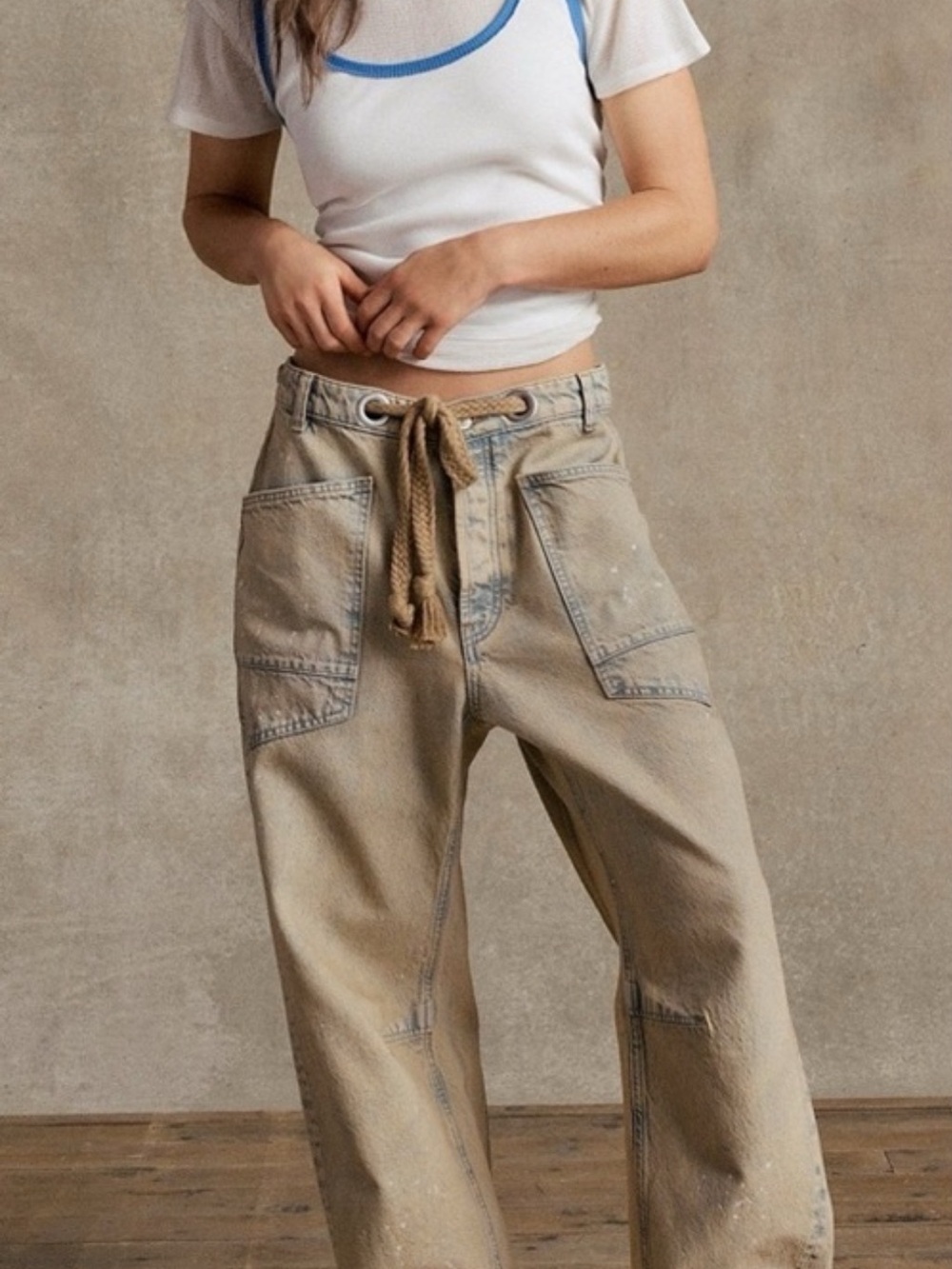 Free People We the Free Moxie Barrel Jeans Size 32 RT $148 Cowboy NWOT